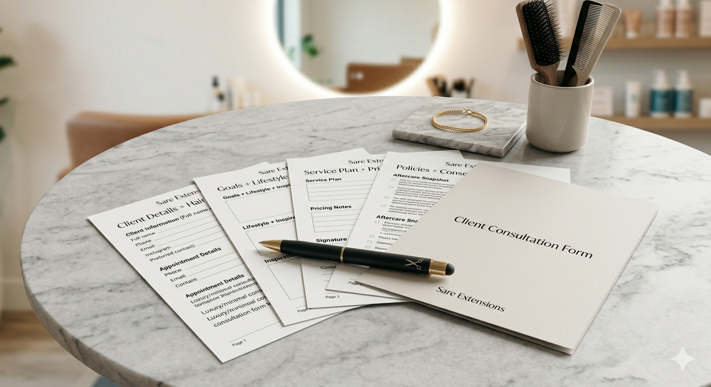 Hair Extension Client Consultation Form (Printable + Fillable PDF Download)