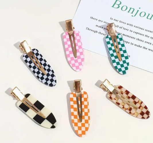 Mini Checkered Hair Clips