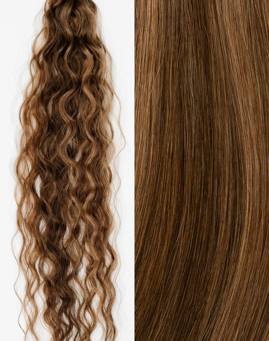 Tape-In Pro Curly Dark Chestnut/Medium Ash #6/10